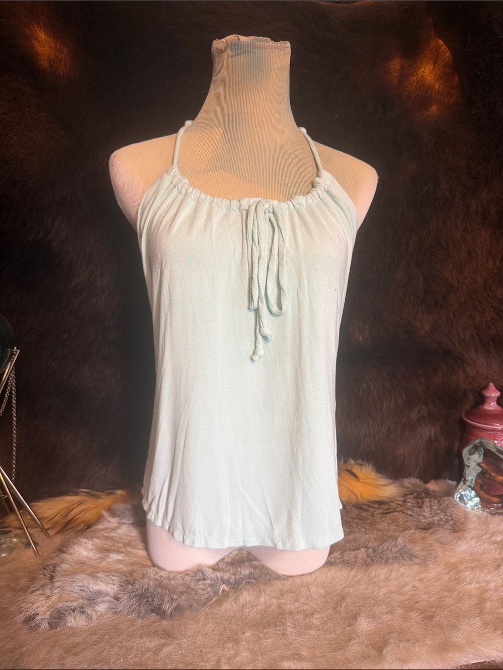 Light Mint Halter Tank Top S (420)